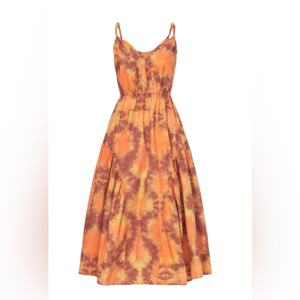Ulla Johnson Valentina Tie Dye Midi Dress Red Topaz NWT Size 00